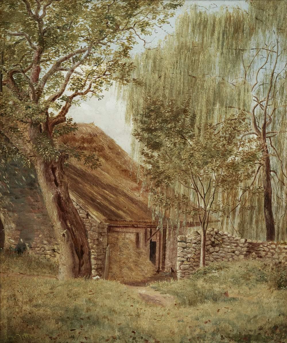 Eugen Jettel comparable auction result: eugen jettel a cottage amongst willow trees