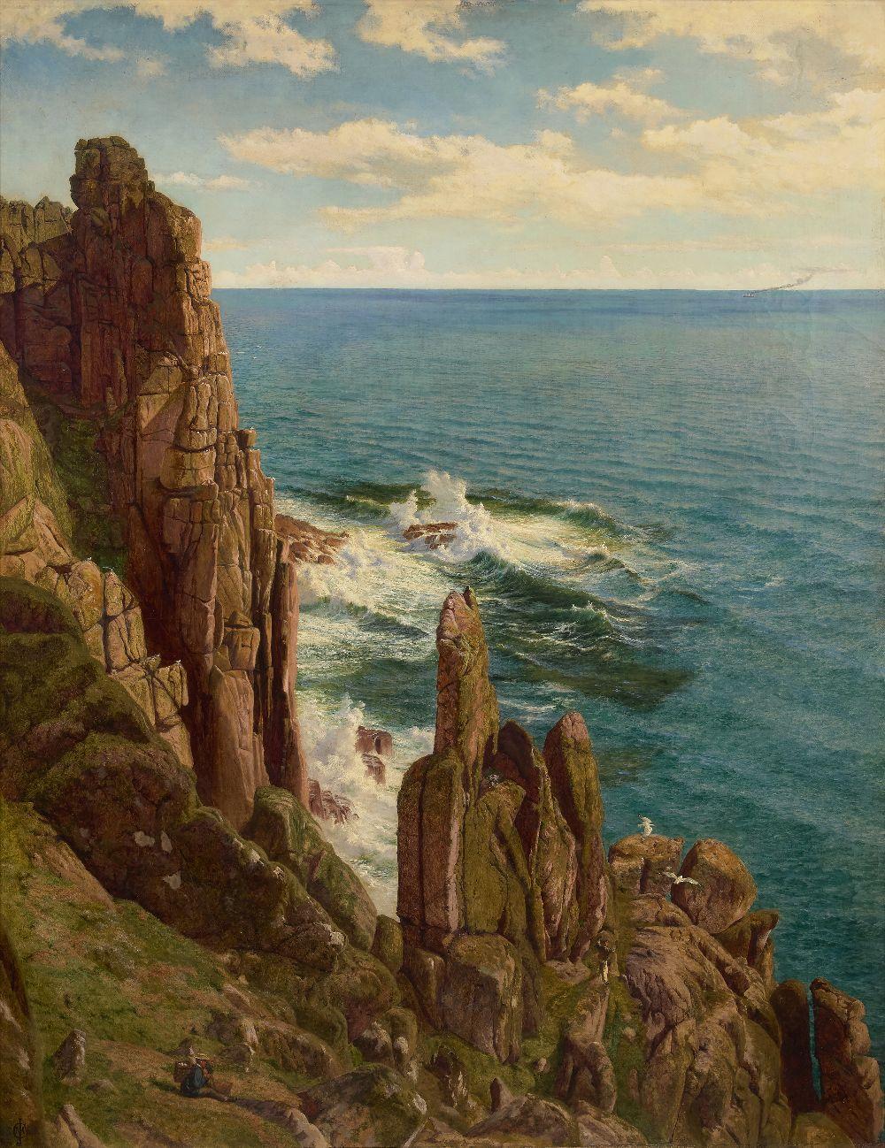 John Mulcaster Carrick comparable auction result: john mulcaster carrick a coastal view with figures collecting gulls eggs on the clifftops