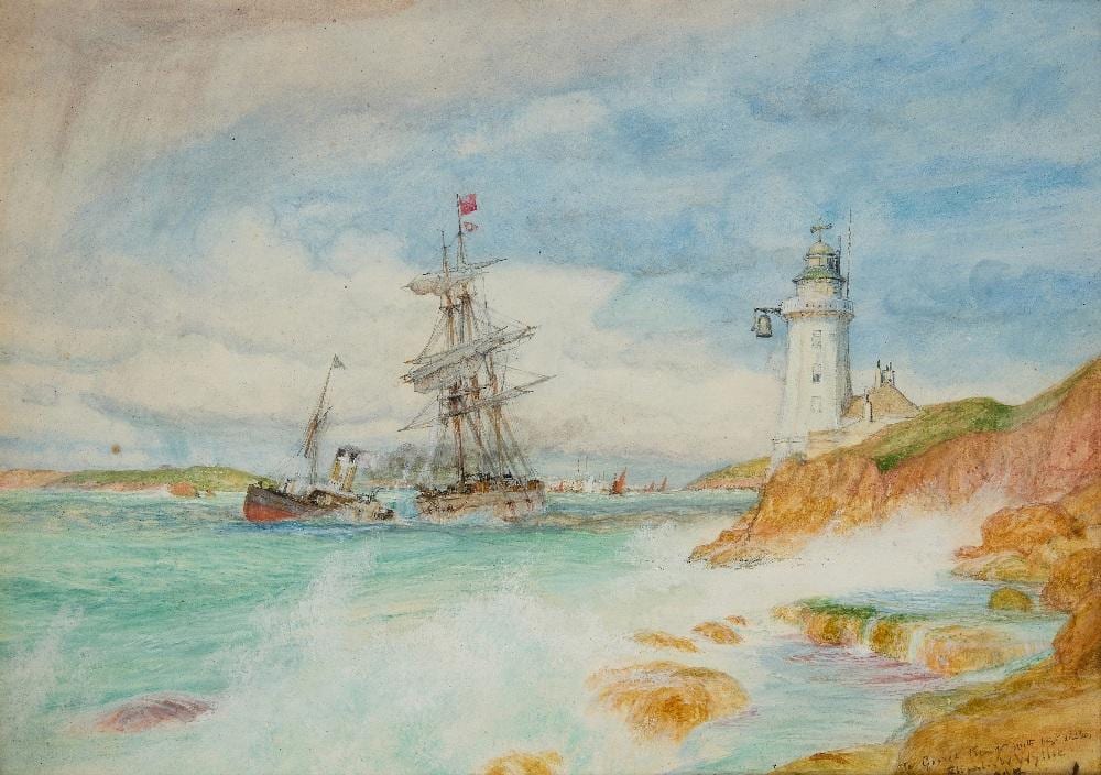 Charles William Wyllie comparable auction result: charles william wyllie entrance to falmouth harbour