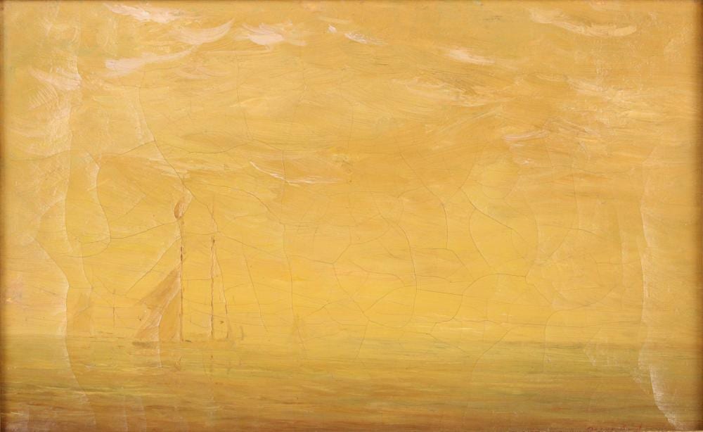 Oscar Anderson comparable auction result: oscar anderson 1873 1953 boston harbor oil on canvas