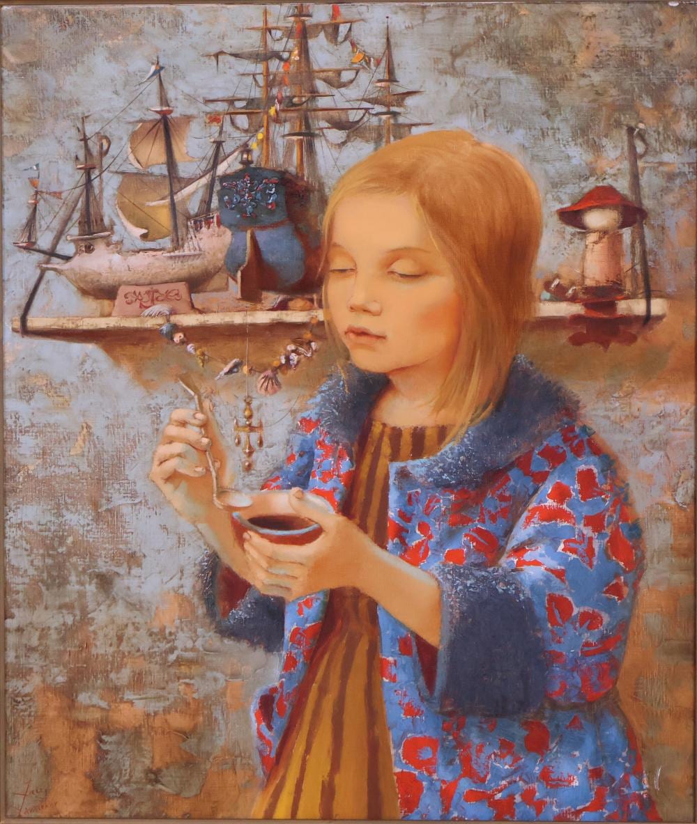 Pierre Lavarenne comparable auction result: pierre lavarenne french 1928 petite little aux bateaux oil on canvas