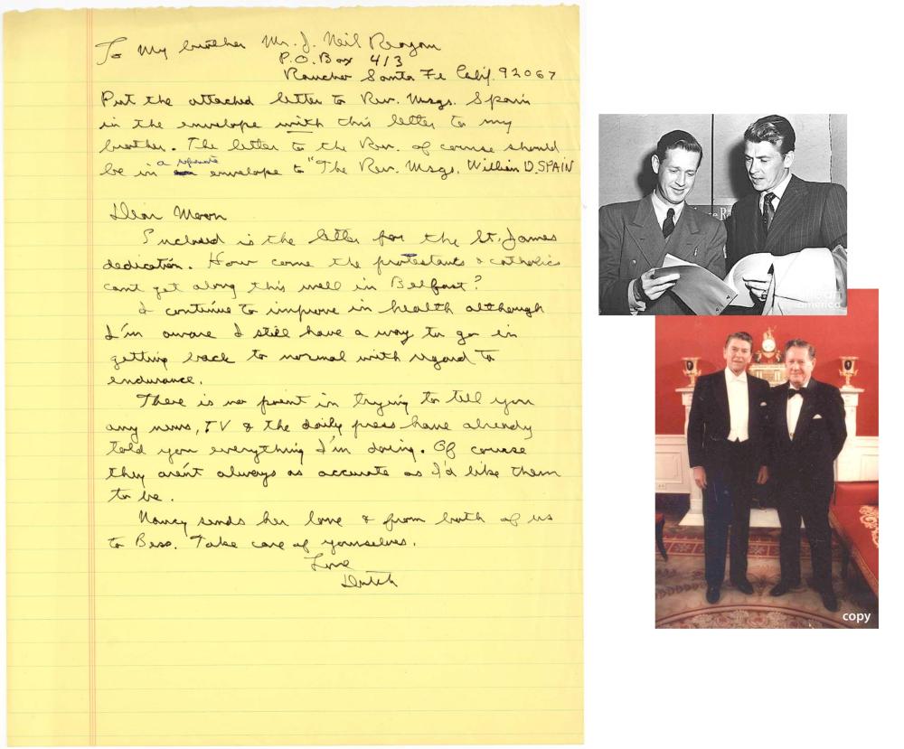 Reagan to Brother Neil: "How come the protestants & catholics can't get along?" sold by University Archives, lot 118 — auction record photograph