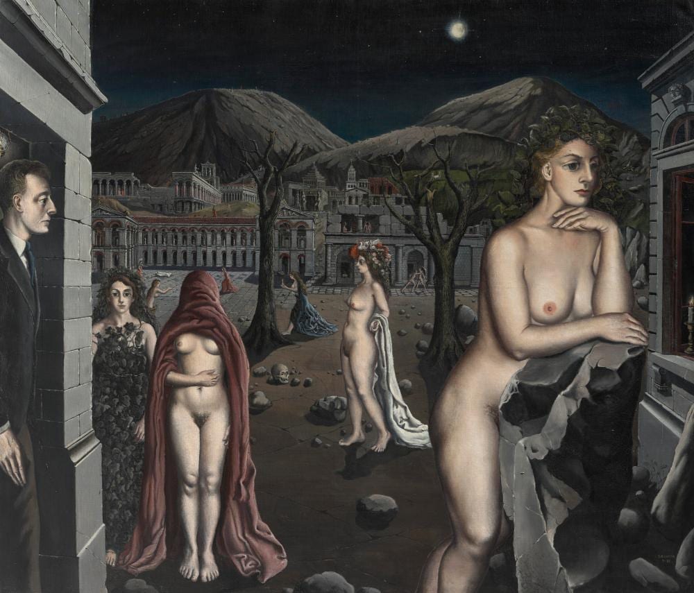 Paul Delvaux (1897-1994). La ville endormie. oil on canvas59 3/8 x 69 1/8 i comparable sale