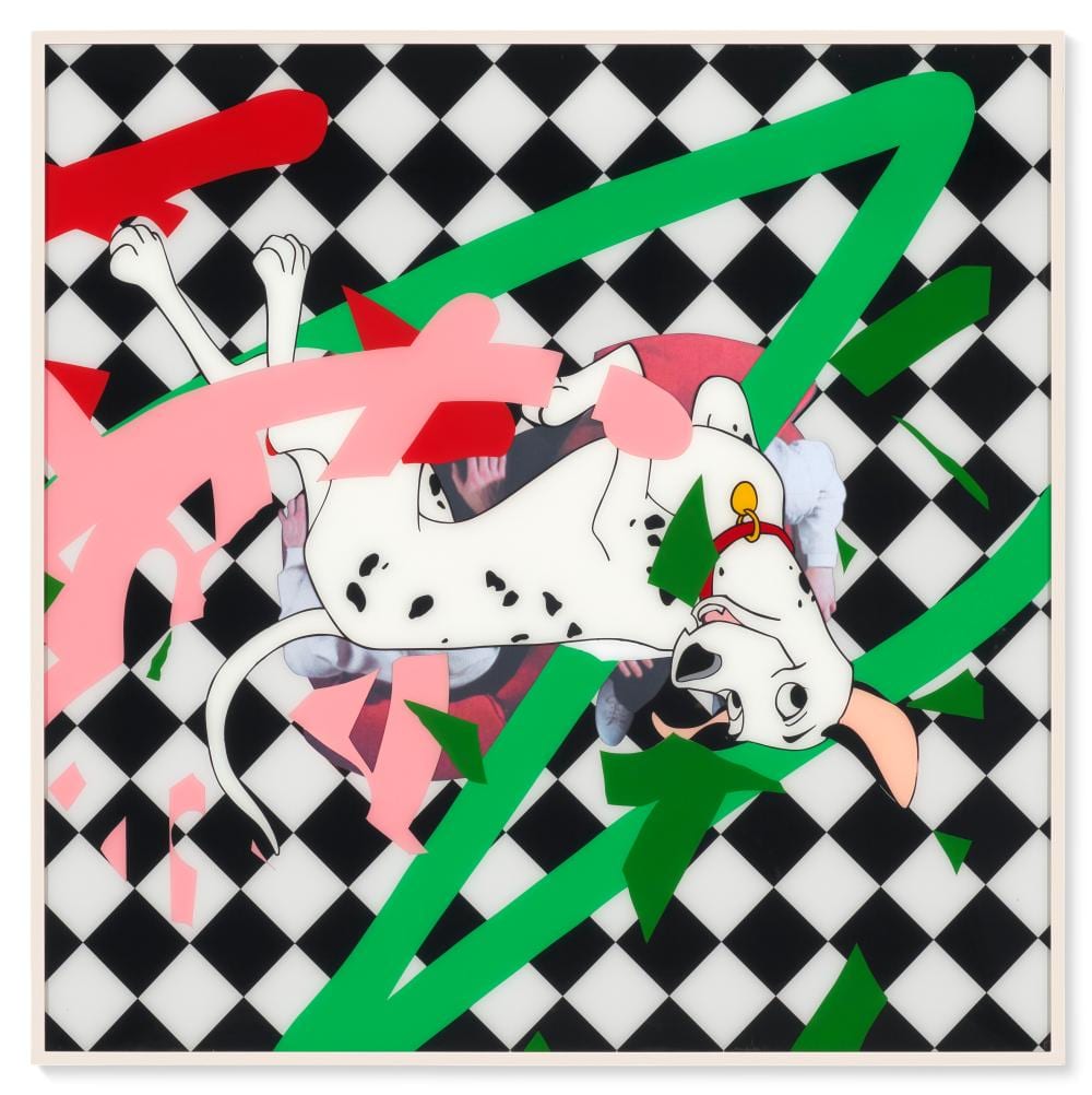 Alex Da Corte comparable auction result: alex da corte b 1980 hunt spray paint and xerography on plexiglas and