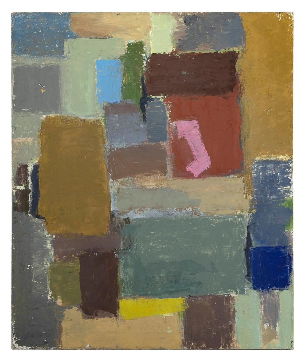 M. Zena Lesser comparable auction result: m zena lesser massachusetts 1926 2022 geometric composition oil on canvas 30 x 24 unframed