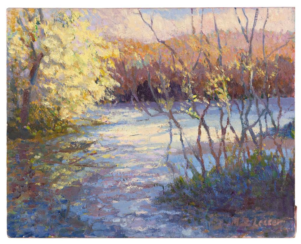 M. Zena Lesser comparable auction result: m zena lesser massachusetts 1926 2022 sunlit pond oil on canvas 16 x 20 unframed