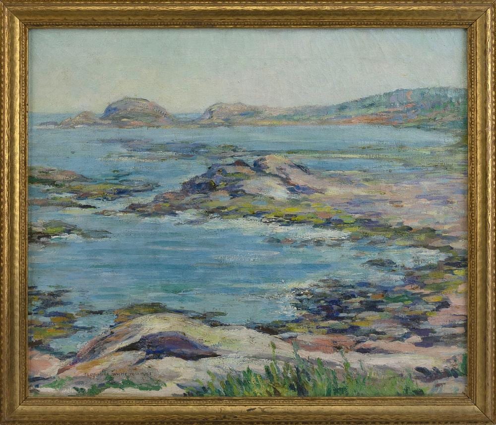 Florence White Williams comparable auction result: florence white williams massachusetts illinois vermont 1888 1953 bass rocks painted near gloucester oil on canvas 20 x 24 framed 23 x 27