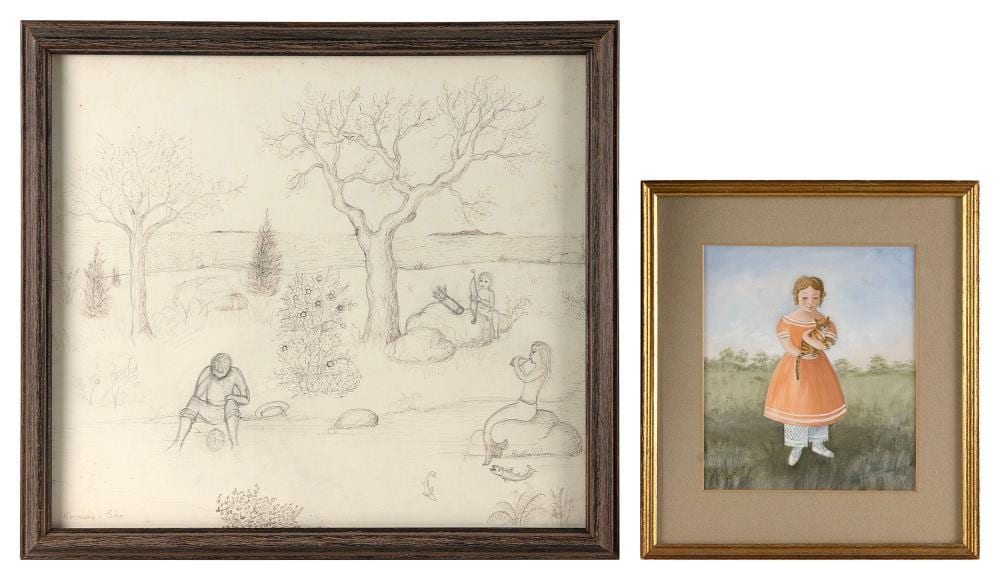 Martha Cahoon comparable auction result: martha cahoon massachusetts 1905 1999 two works framed to 16 5 x 18 5