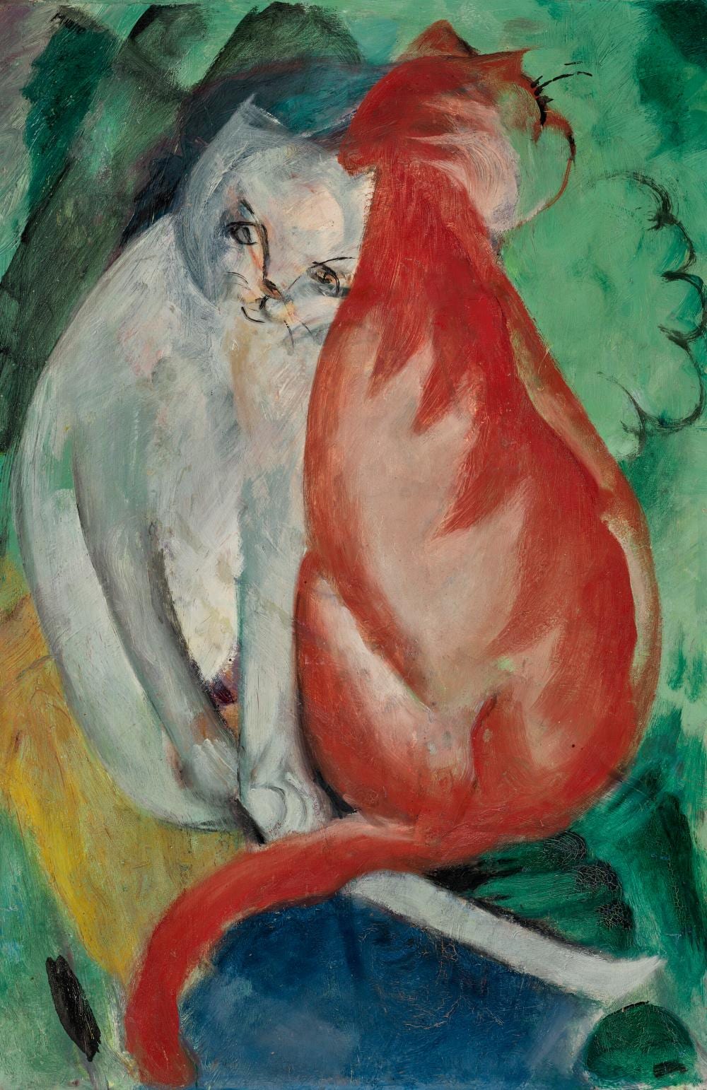 Franz Marc (1880-1916). Katzen, Rot und Weiß. oil on panel20 ½ x 13 ¾ in. ( comparable sale