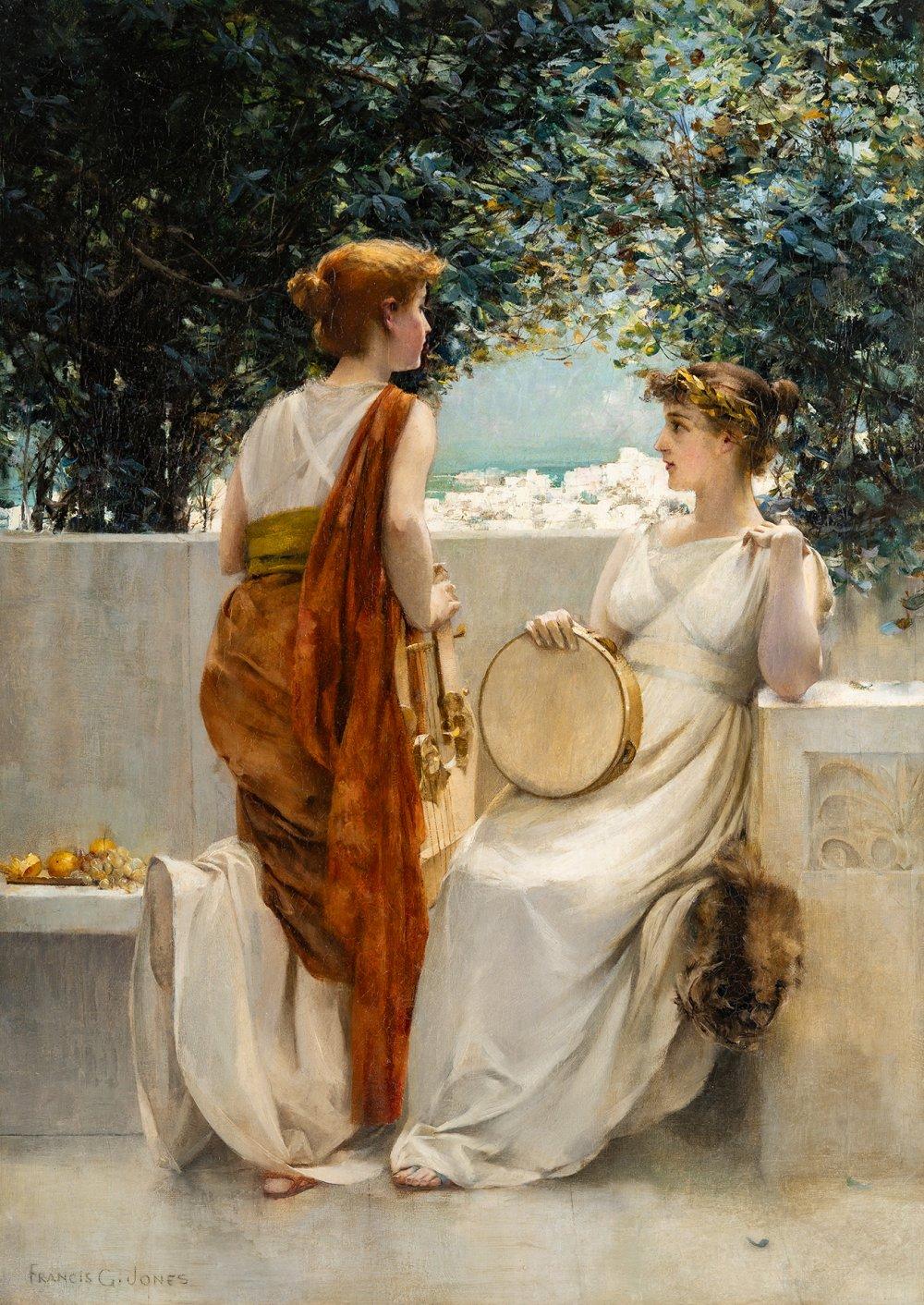 Francis Coates Jones comparable auction result: francis coates jones baltimore maryland 1857 new york 1932 muses in pompeian garden oil on canvas signed in the lower left corner