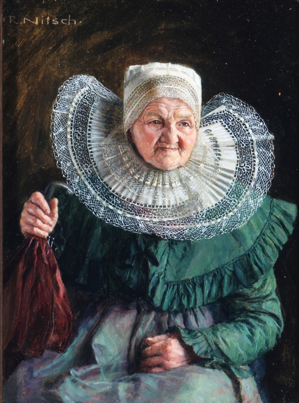 richard nitsch 1866 1945 silesian woman in sunday costume · Antikauktion Krefeld · 2025-03-15 Richard Nitsch comparable auction result: richard nitsch 1866 1945 silesian woman in sunday costume