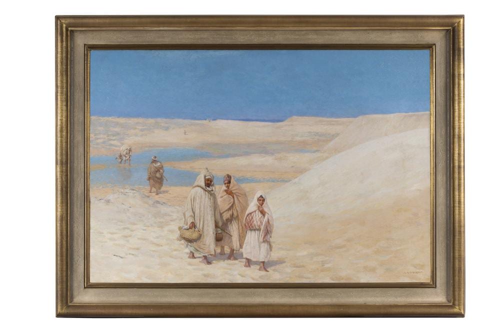 Louis Auguste Girardot comparable auction result: louis auguste girardot 1856 1933 en route pour le march dans les dunes de tanger