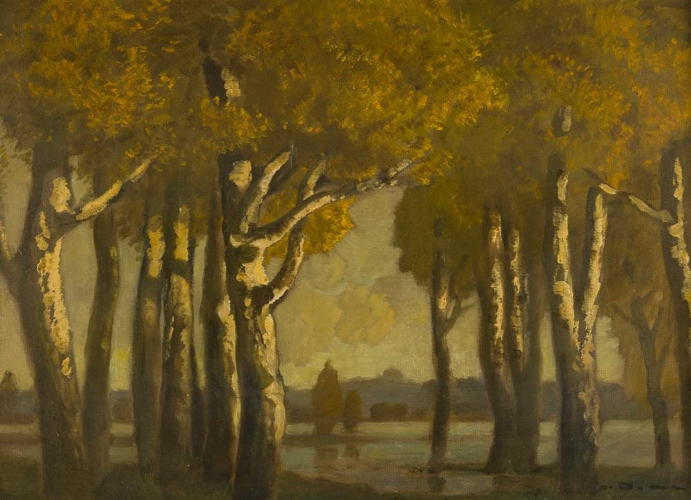 Ludwig Dill comparable auction result: ludwig dill herbstliche birken am see