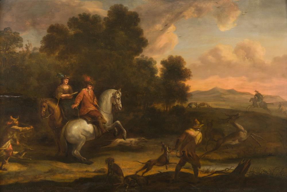 Jan Wyck comparable auction result: jan wyck umkreis jagdszene