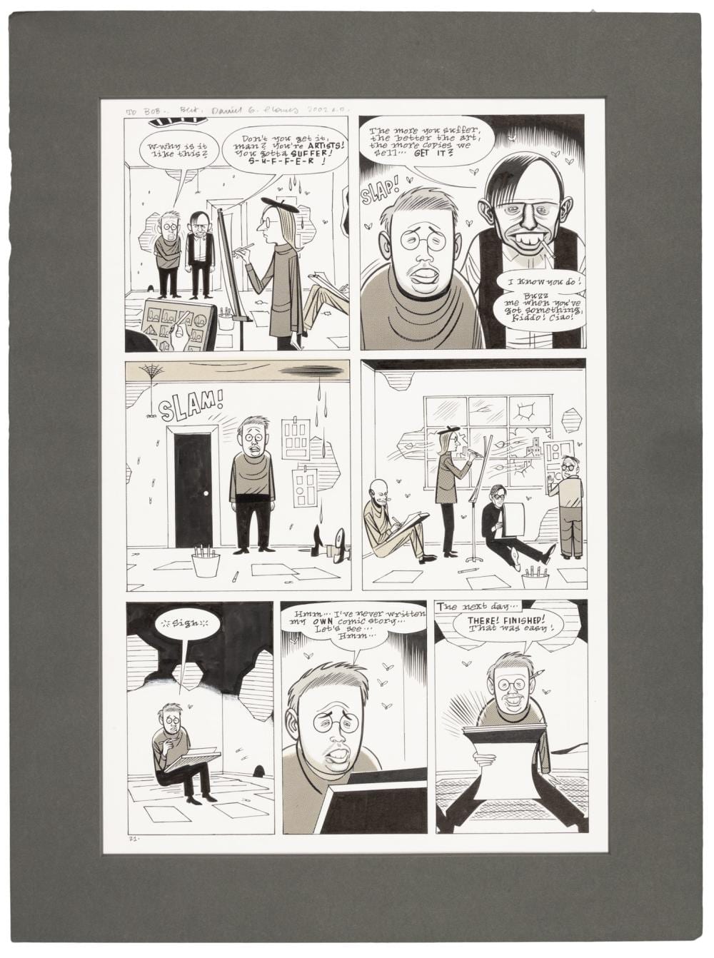 Daniel Clowes comparable auction result: original art daniel clowes dan pussey page from eightball no 3