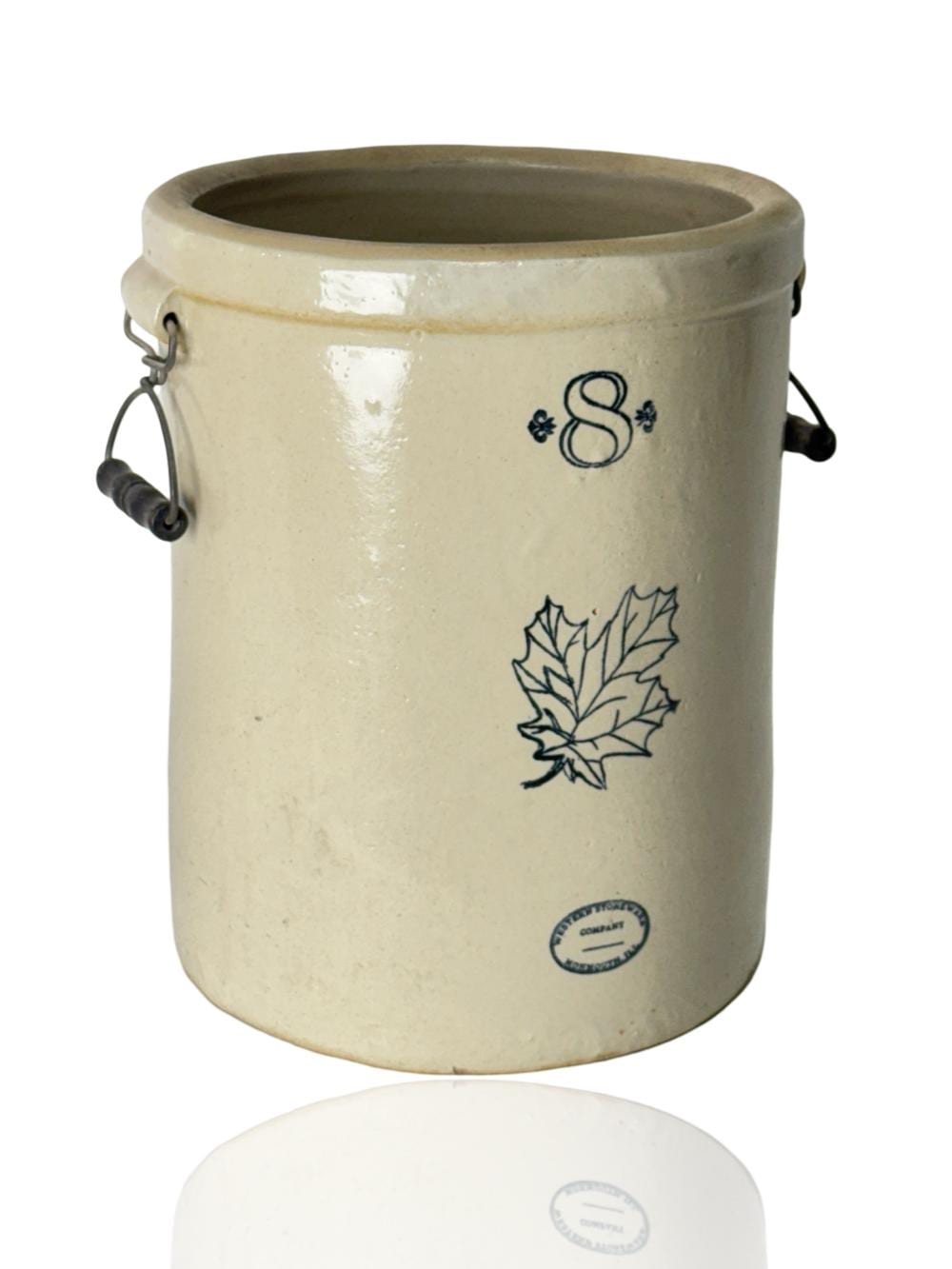 Antique Western Stoneware Company 8 Gallon Crock Maple Leaf sold by Ace Of Estates, lot 155291 — auction record photograph