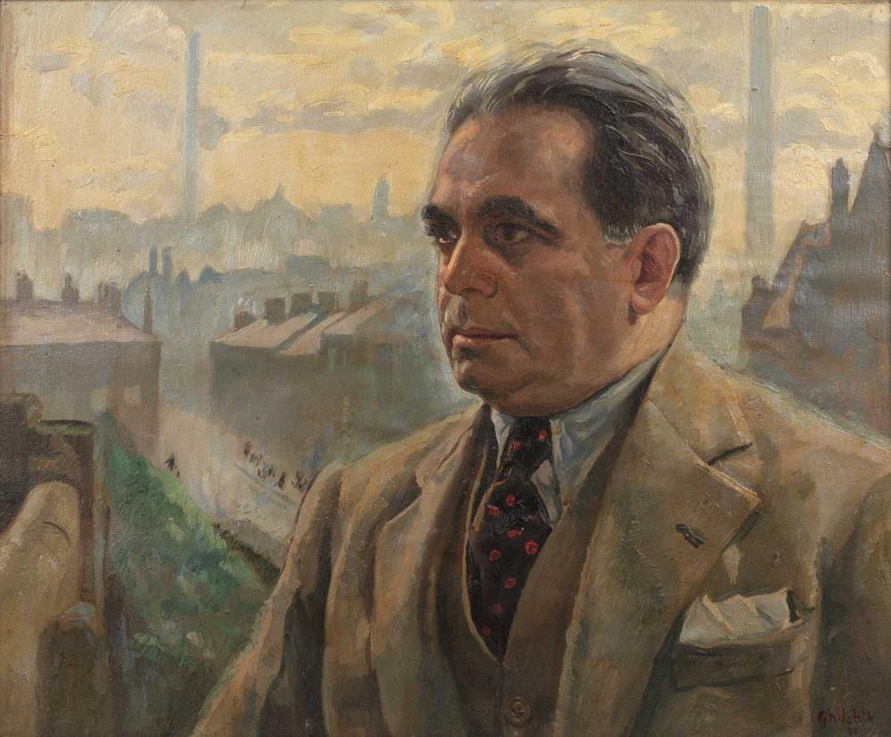 David Louis Ghilchick comparable auction result: david louis ghilchick 1892 1974 portrait of gentleman before an industrial town signed ghilchik and dated 51 oil on canvas 49 x 59cm