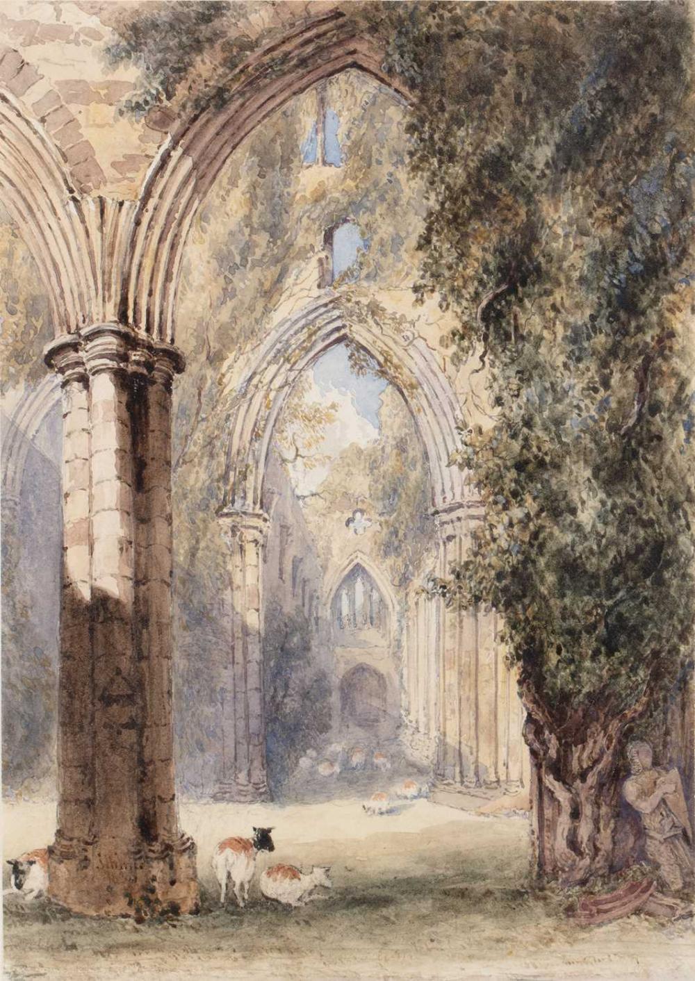 Joseph Murray Ince comparable auction result: joseph murray ince 1806 1859 netley abbey signed to pillar and dated 183 watercolour 28 x 20cm