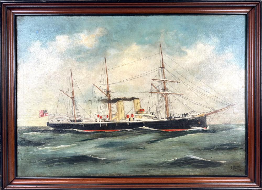 Alfred Jansen comparable auction result: alfred jansen germany belgium 1859 1935 the american steam sail ship brewster oil on canvas 19 x 27 framed 21 5 x 29