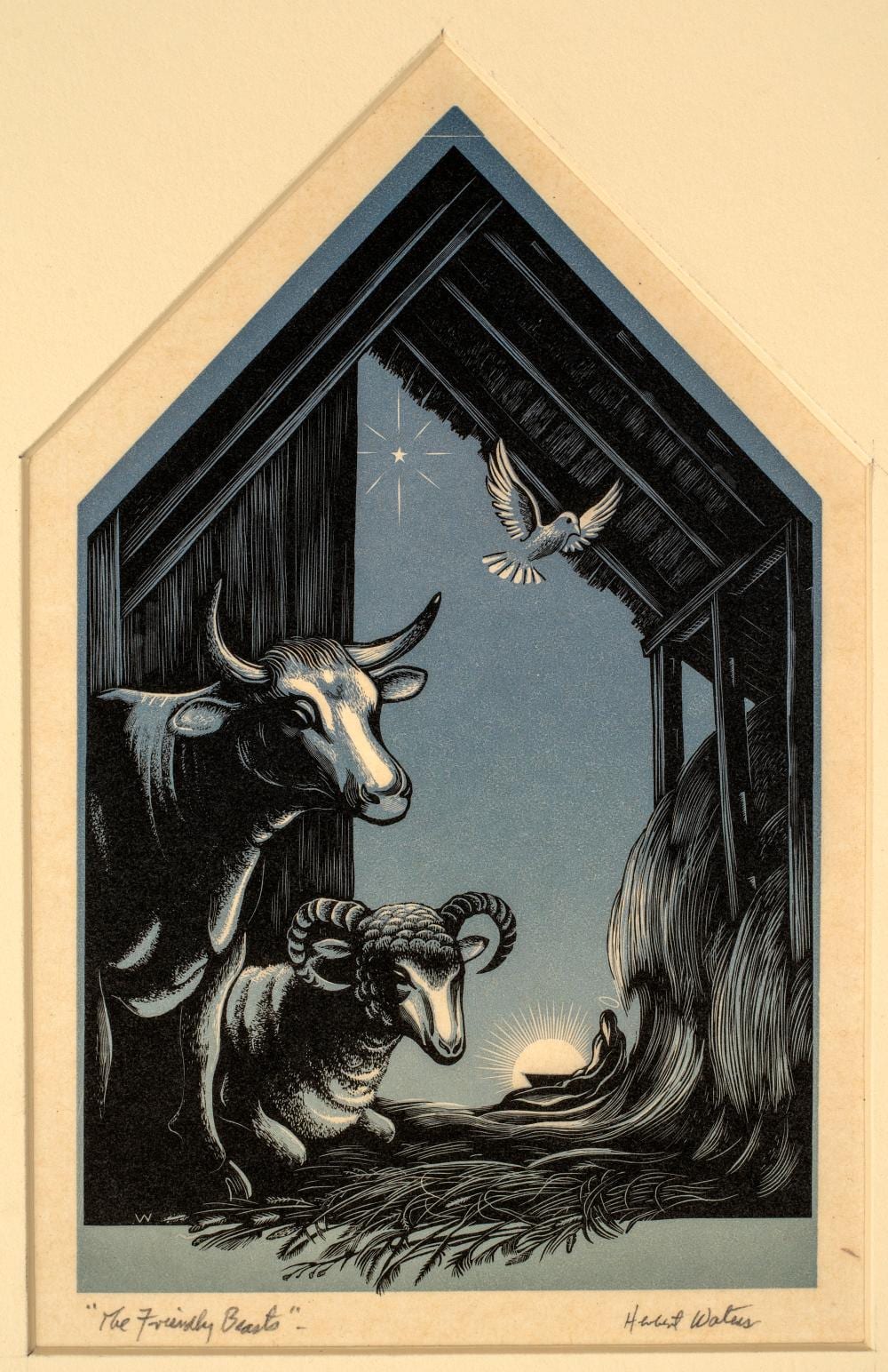 Herbert Ogden Waters comparable auction result: herbert ogden waters 1903 1996 the friendly beasts c 1950