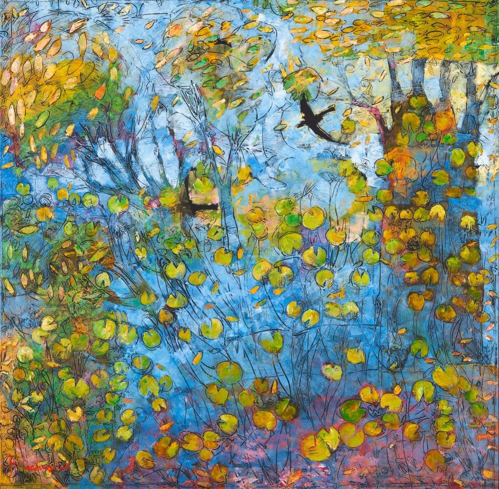 Ken Rasmussen comparable auction result: ken rasmussen margaret river water lillies oil on canvas
