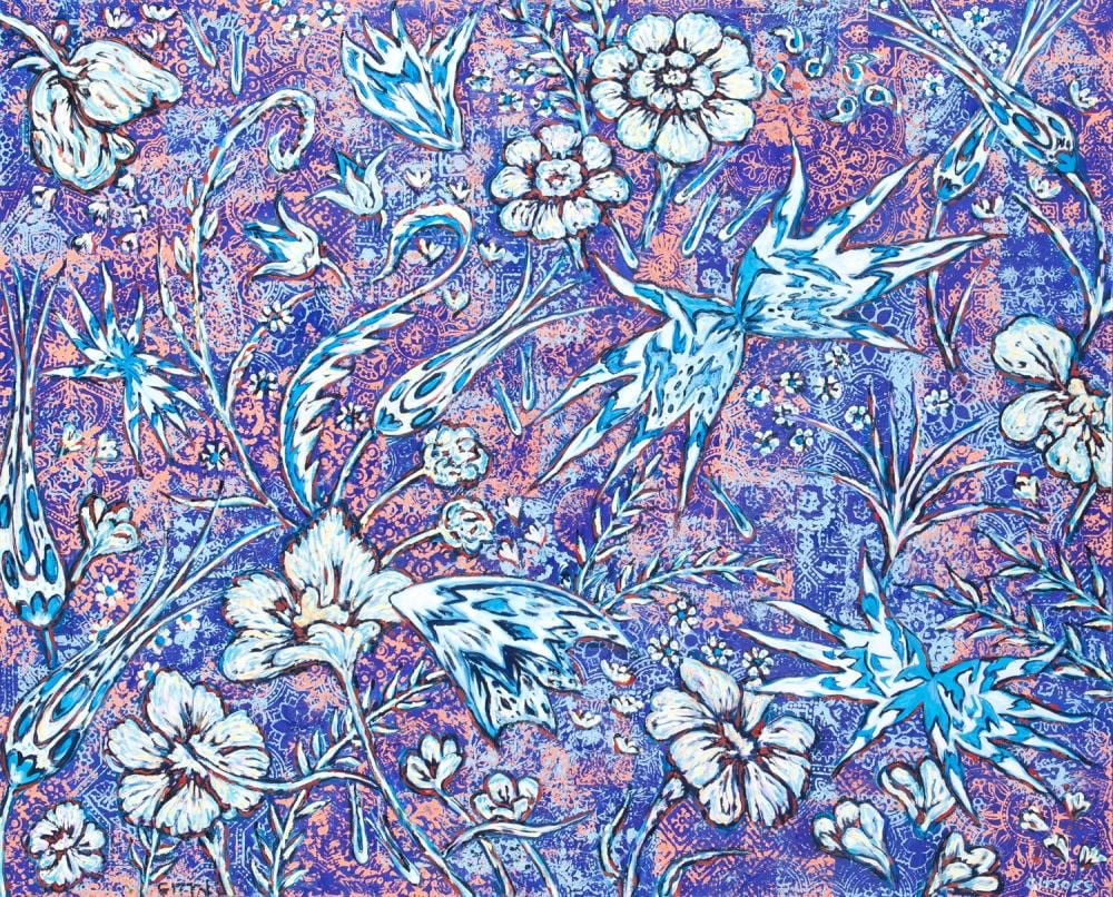 George Gittoes comparable auction result: george gittoes untitled flower garden oil on canvas