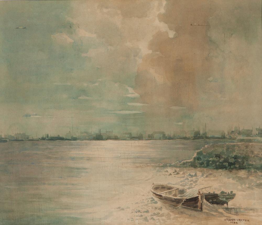 Irene Carter comparable auction result: irene carter harbour scene watercolour