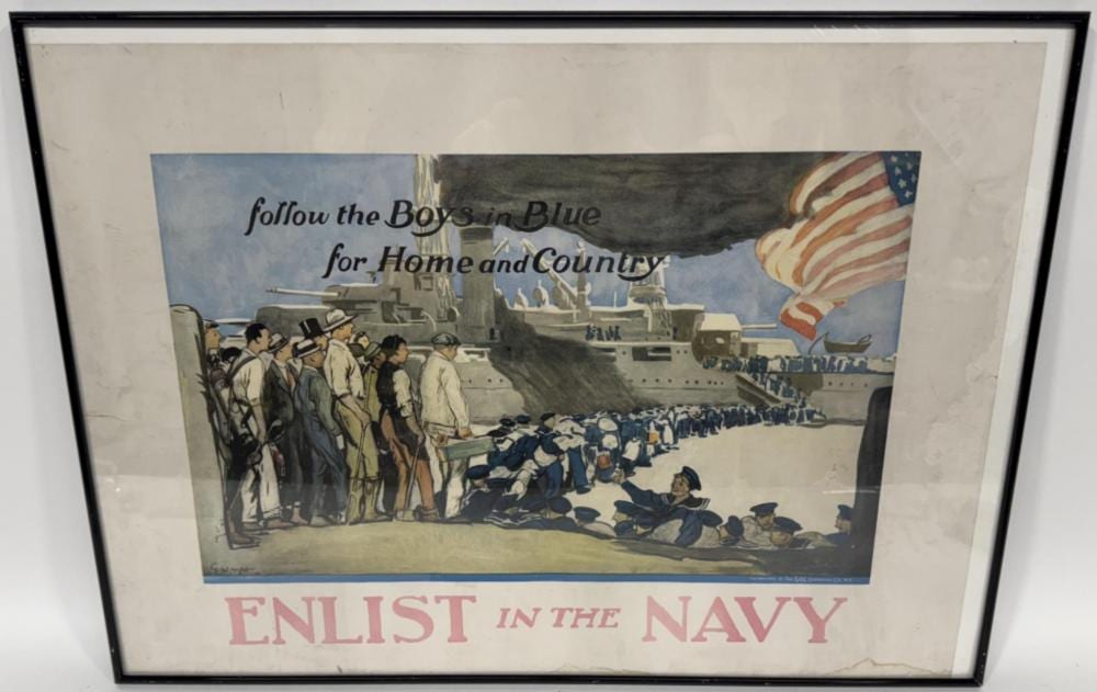 George Hand Wright comparable auction result: wwi enlist in the navy poster by george h wright