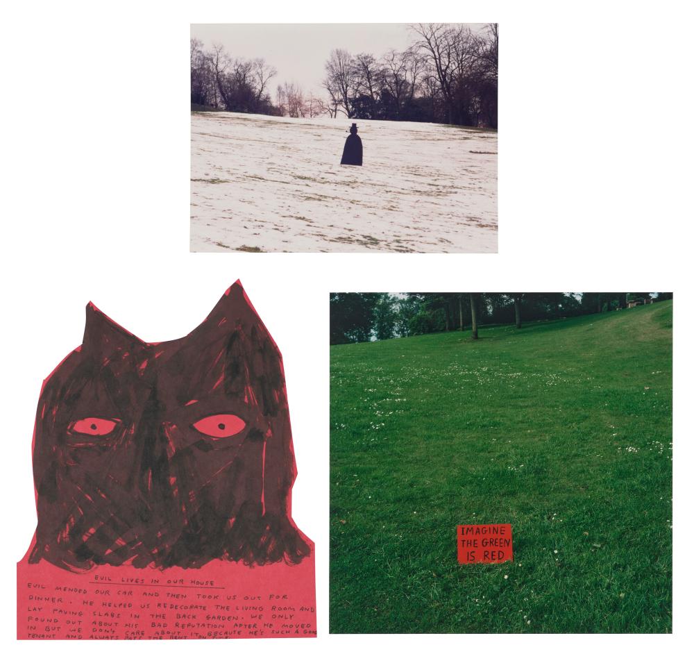 DAVID SHRIGLEY (B. 1968). (i) Black Snowman (ii) Evil Lives In Our House.. sold by Christie's, lot 128 — auction record photograph