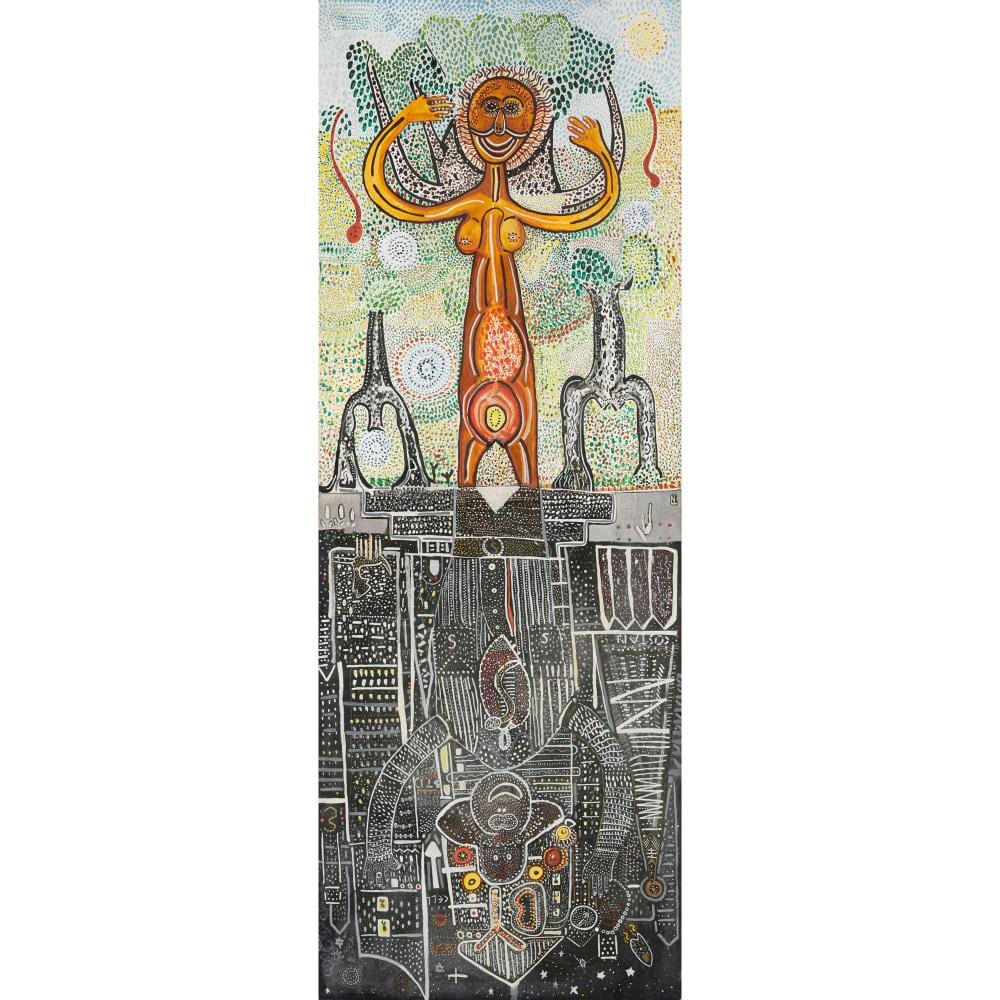Trevor Nickolls comparable auction result: trevor nickolls 1949 2012 contemporary traditional 1978 synthetic polymer paint on linen 165 x 60cm