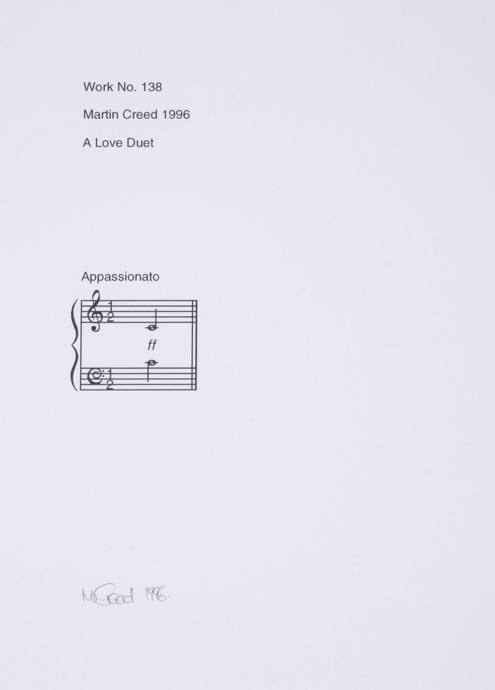 Martin Creed comparable auction result: martin creed b 1968 work no 138 a love duet