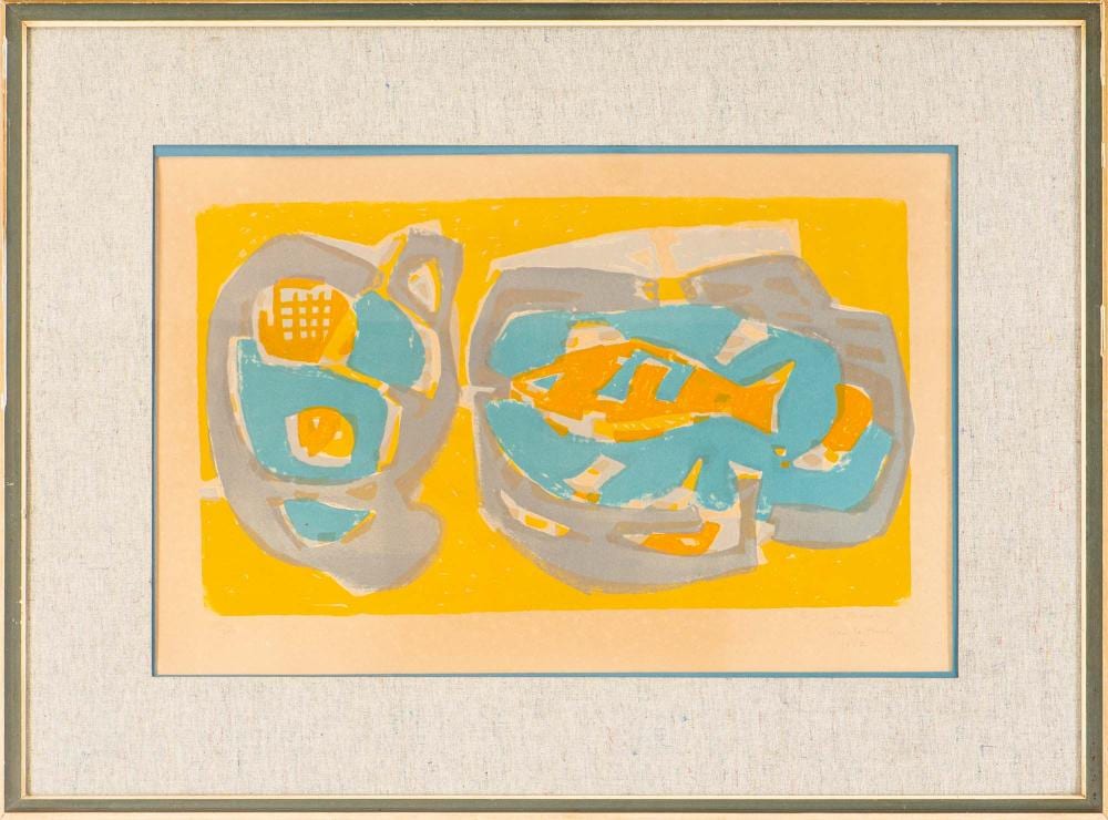 Jean LeMoal comparable auction result: jean le moal 1909 2007 le poisson serigrafia sobre papel dim aprox 37 5 x 56 cm