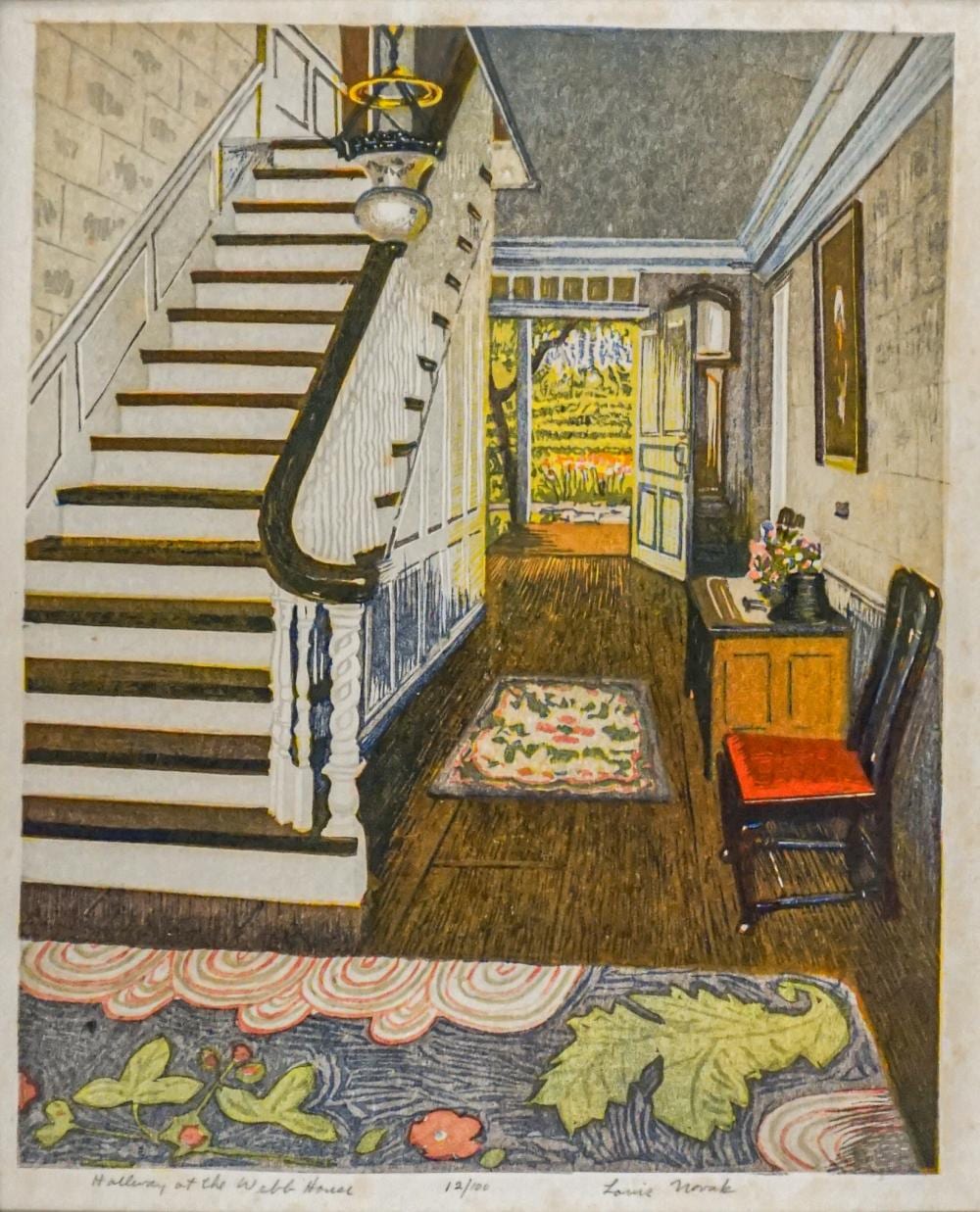 Louis Novak comparable auction result: louis novak american 1903 1983 hallway of the webb house at wethersfield connecticut 1946 woodblock print in color mat 20 x 16 in 50 8 x 40 6 cm