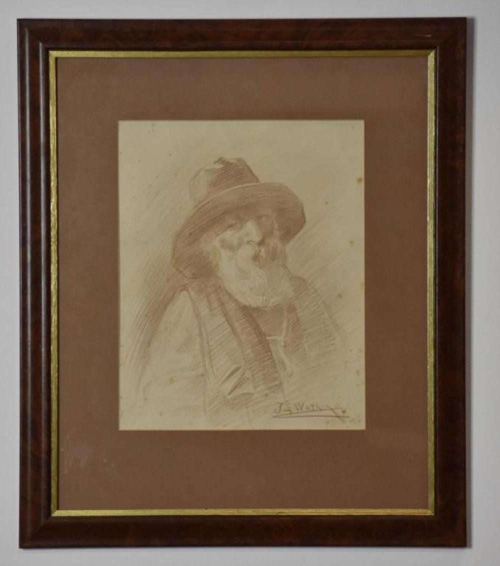 J. S. Watkins comparable auction result: john samuel watkins 1866 1942 bearded gent in hat original pastel on paper by renown early artist signed lower right 32cm x 26cm frame 55cm x 47cm