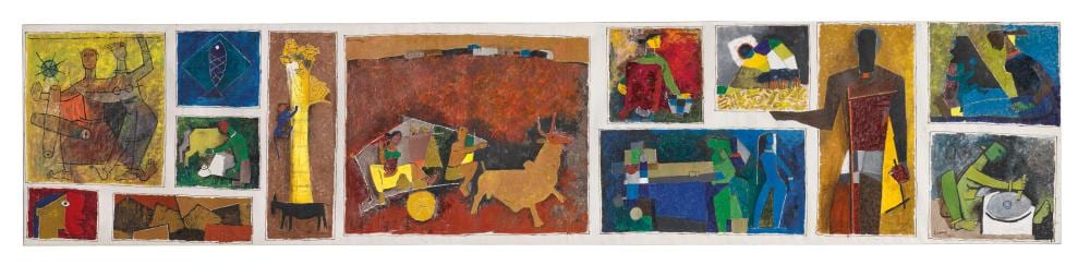 Maqbool Fida Husain (1913-2011). Untitled (Gram Yatra). oil on canvas35 ½ x comparable sale