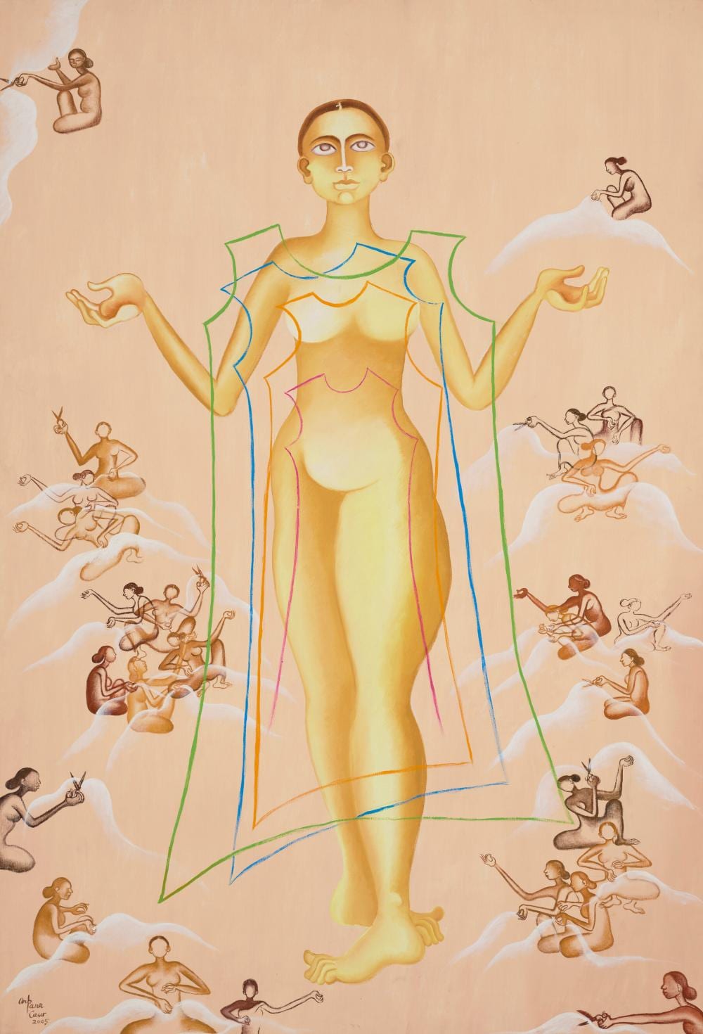 Arpana Caur comparable auction result: arpana caur b 1954 body is just a garment oil on canvas69 x 48 in