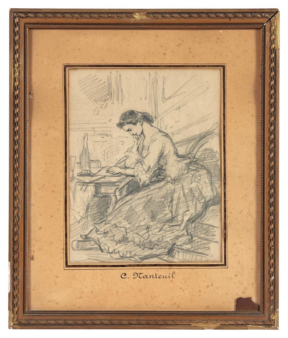 Célestin François Nanteuil comparable auction result: c lestin fran ois nanteuil 1813 1873 attribu suite de six dessins au crayon l criture de