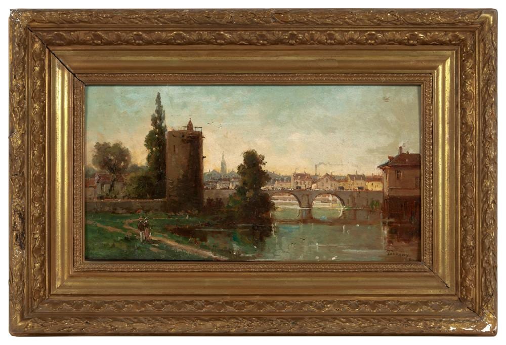 Gustave Mascart comparable auction result: gustave mascart 1834 1914 couple de promeneurs au bord de l eau huile sur panneau sign so