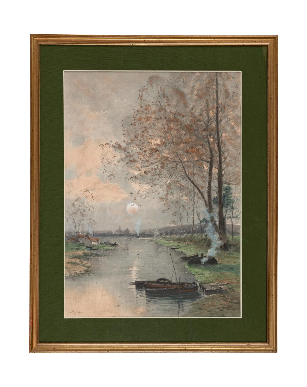 Marie Joseph Léon Iwill comparable auction result: marie joseph l on iwill 1850 1923 rivi re au clair au lune dans les environs de rouen 1890