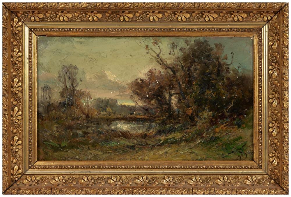 Emile Noirot comparable auction result: mile noirot 1853 1924 etang perreux dans la loire 1909 huile sur toile sign et dat 1