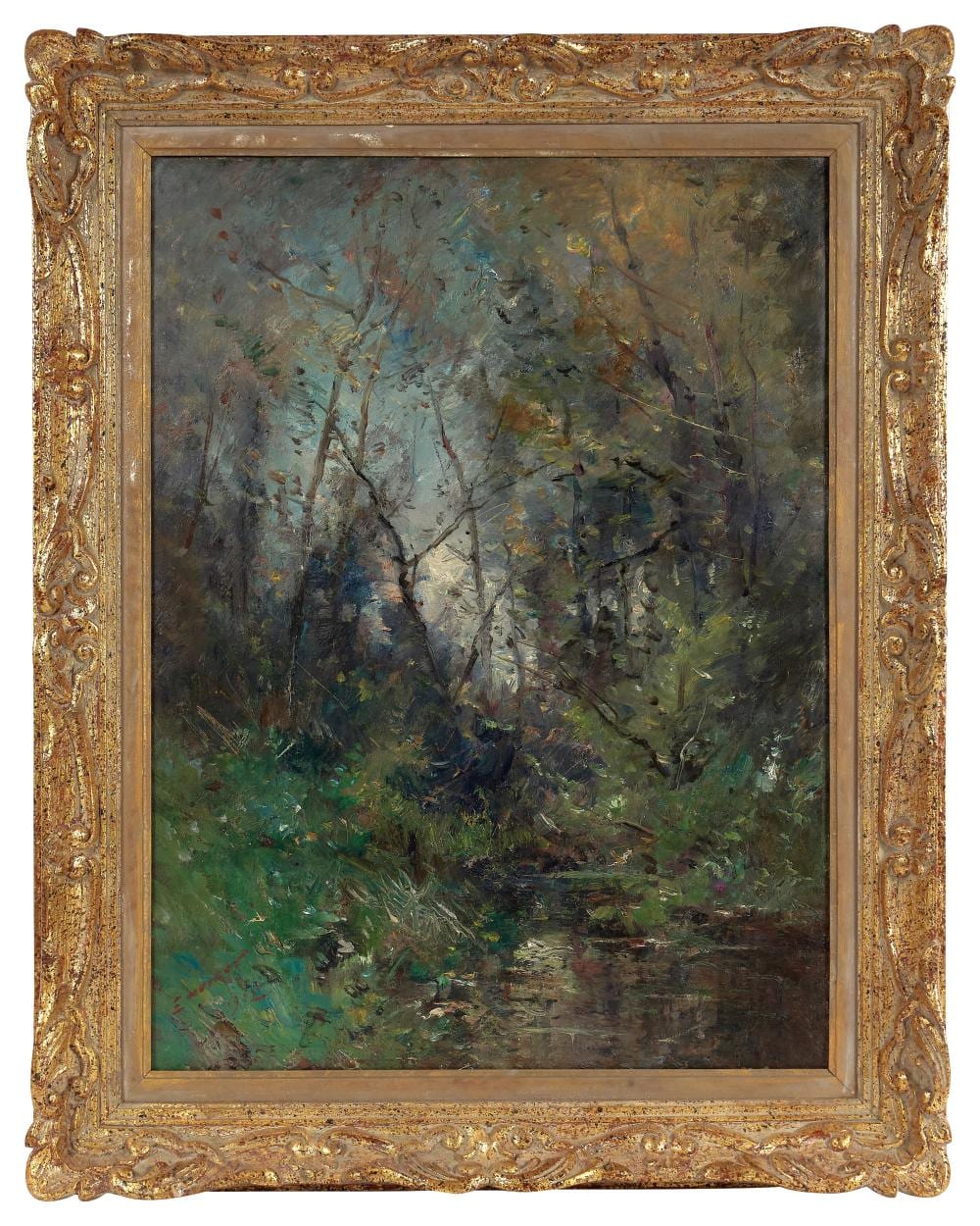 Emile Noirot comparable auction result: mile noirot 1853 1924 etang en sous bois 1902 huile sur toile sign et dat 1902 en bas