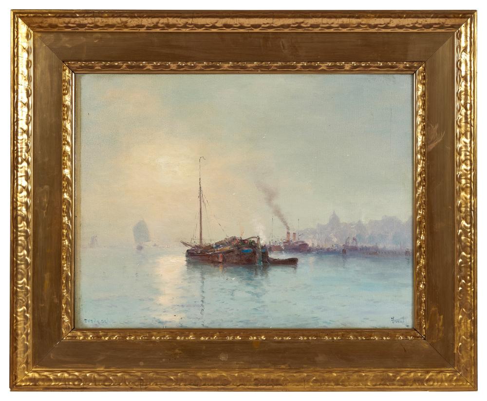 Marie Joseph Léon Iwill comparable auction result: marie joseph l on iwill 1850 1923 effet de brume matinale dordrecht huile sur toile sign
