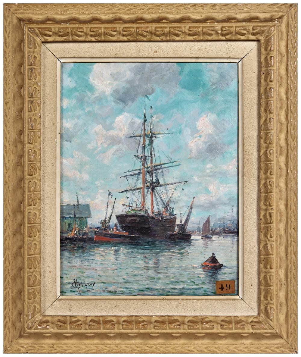 Charles Malfroy comparable auction result: charles malfroy 1862 1939 voilier au port huile sur panneau sign en bas gauche 35 x 27