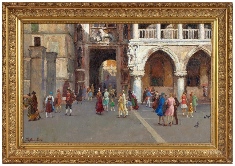 Stefano Novo comparable auction result: stefano novo 1862 1927 entr e du palais des doges sur la place saint marc venise huile sur