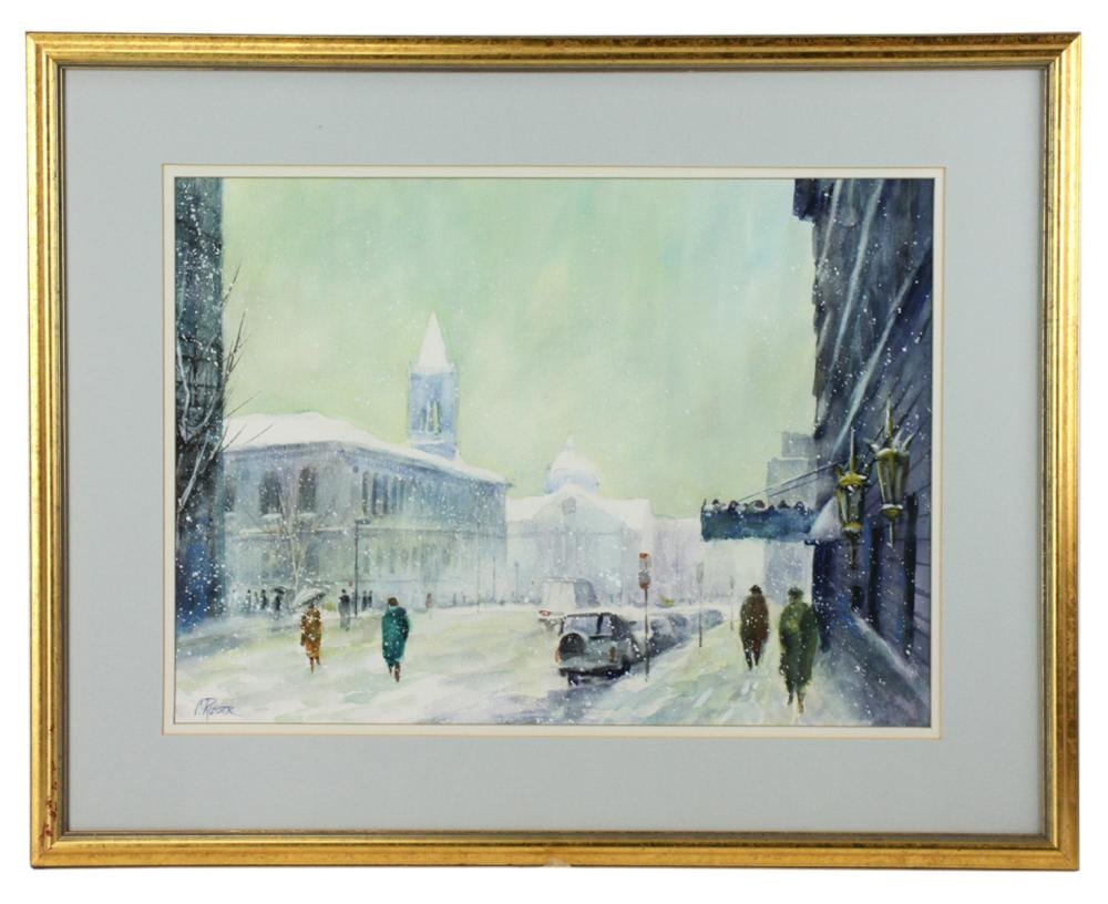 Curtis Rosser comparable auction result: curtis rosser boston public library winter scene