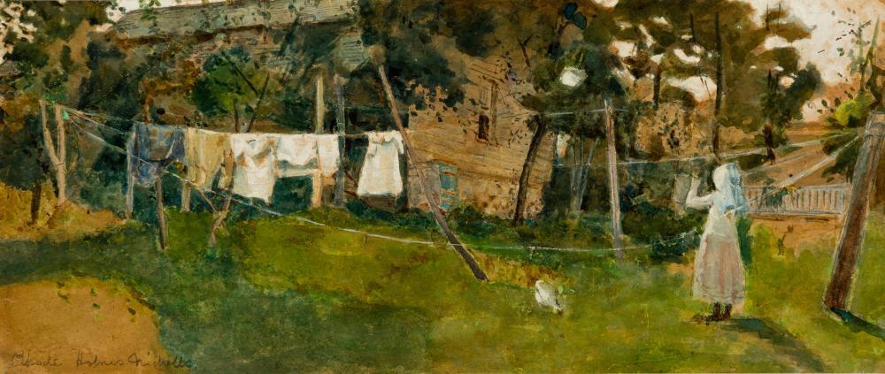 Rhoda Holmes Nicholls comparable auction result: rhoda holmes nicholls am 1854 1930 washer woman watercolor and gouache on paper framed under glass