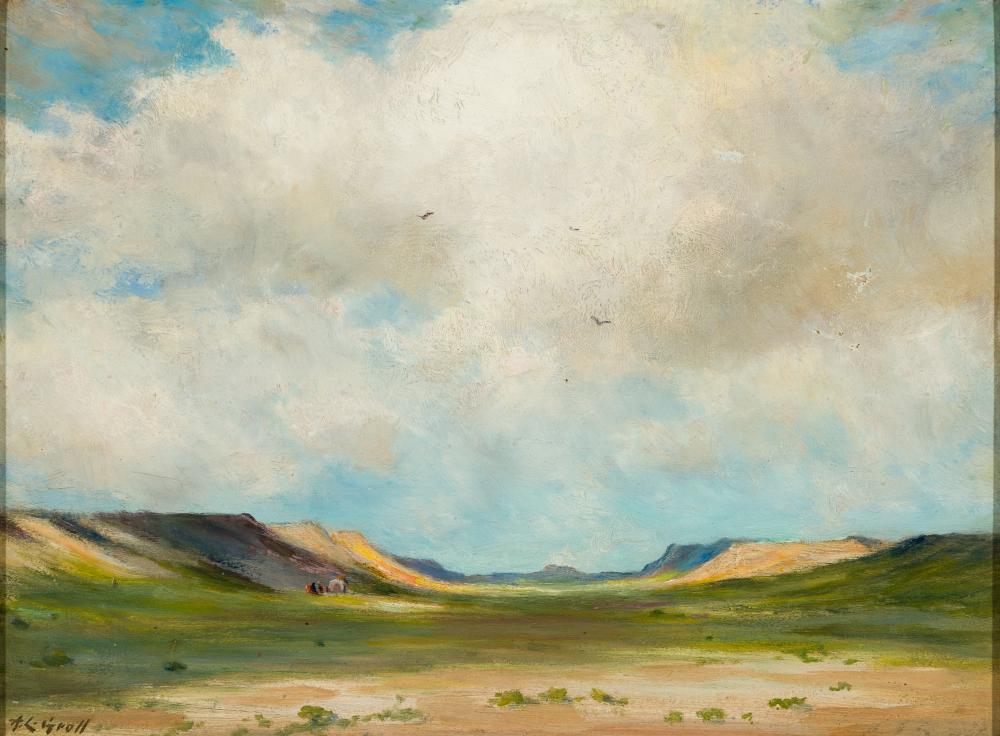 Albert Lorey Groll comparable auction result: albert lorey groll am 1866 1952 arizona desert oil on board framed