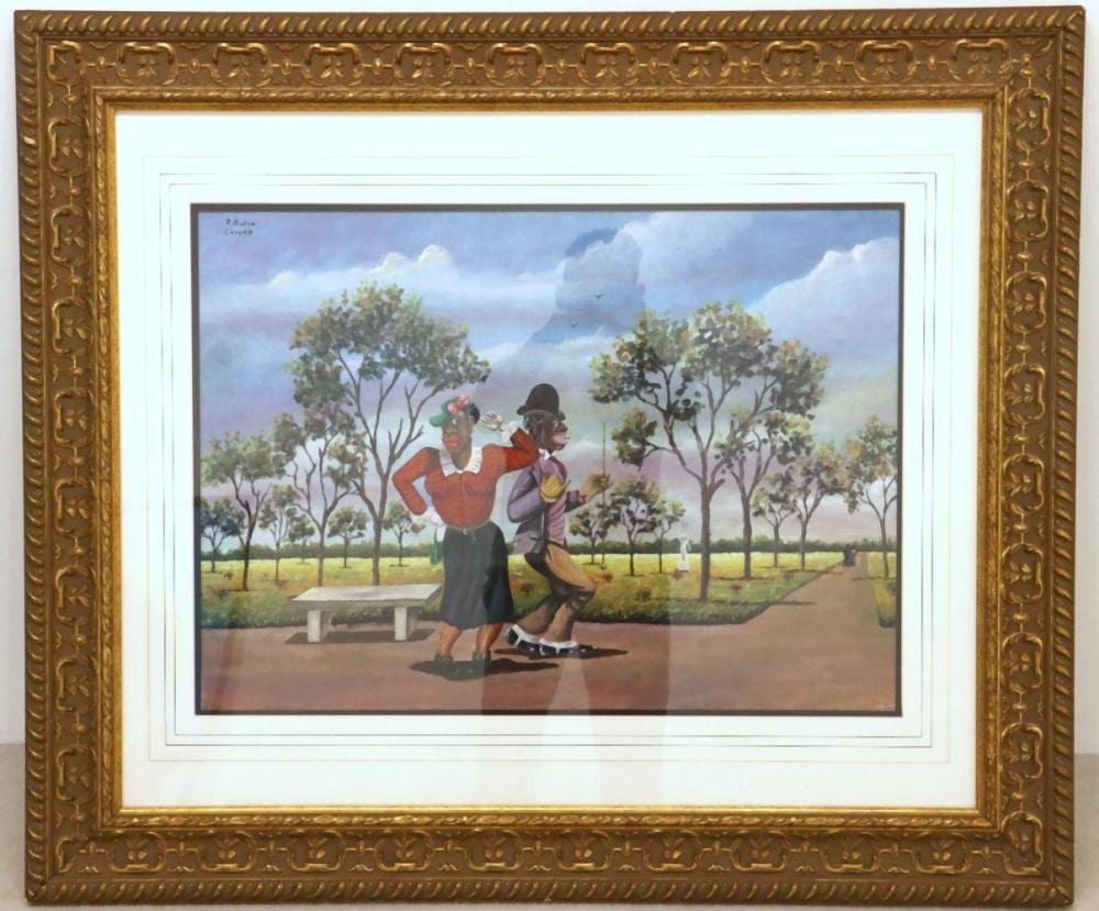 Florencia Molina Campos comparable auction result: florencio molina campos strolling in the park gouache on paper