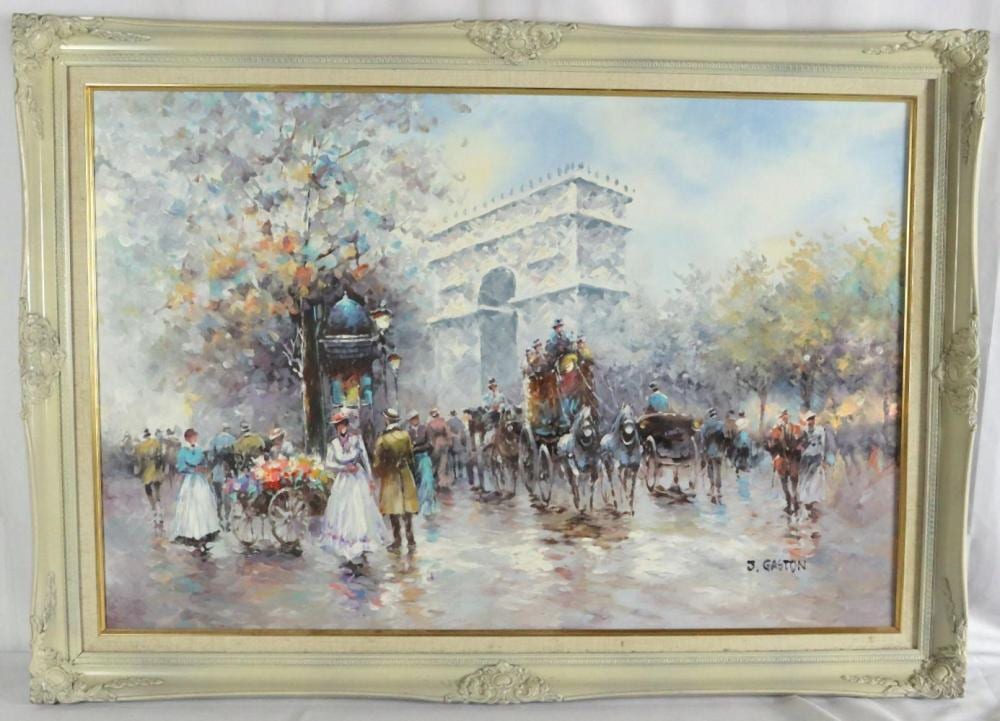 Johnny Gaston comparable auction result: johnny gaston scottish b 1955 paris scene oil painting on canvas