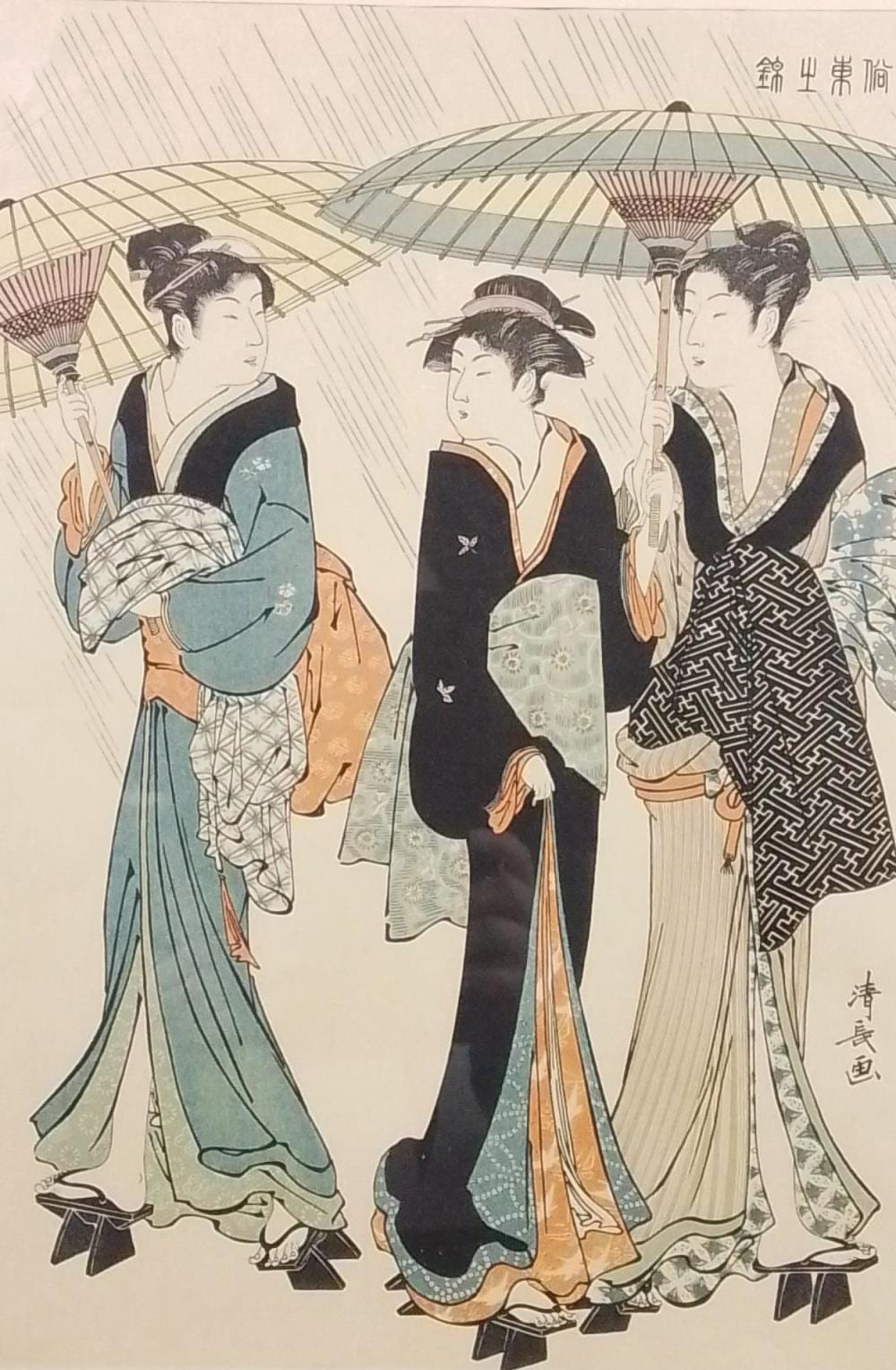 Torii Kiyonaga comparable auction result: torii kiyonaga courtesans woodblock print